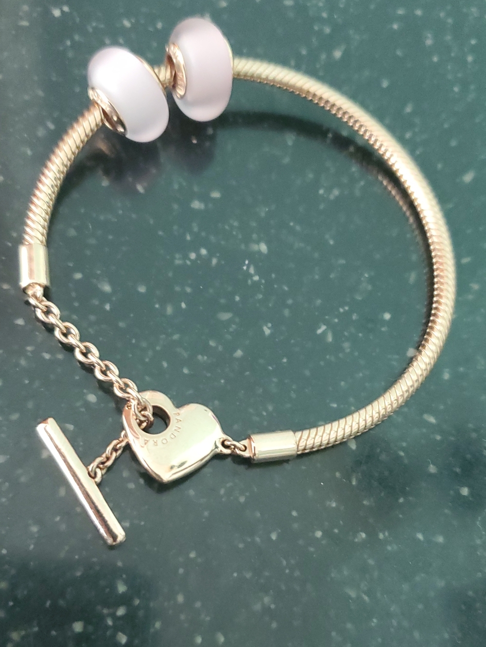 Pandora Rose Gold-Tone Bracelet with White Frosted Beads